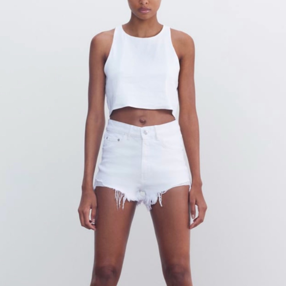 Zara white distressed shorts